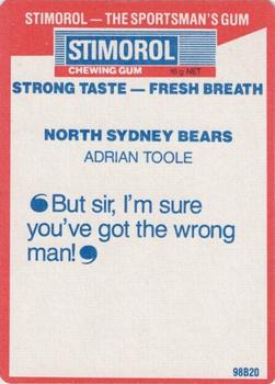 1990 Stimorol NRL #102 Adrian Toole Back